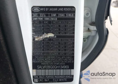 2016 Land Rover Range Rover Evoque Se/Se Premium from USA, damaged, VIN SALVP2BG0GH134969